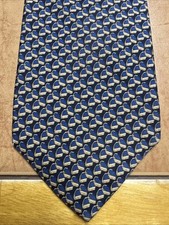 Brooks Brothers Makers Neck Tie Silk Blue Yellow Black Made In USA 57"