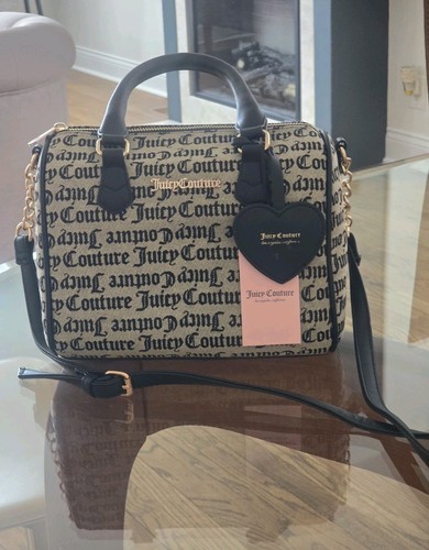 Juicy Couture Black Beige Jaquar Bestsellers Fame Satchel Bag Purse NWT $99 - Picture 11 of 13