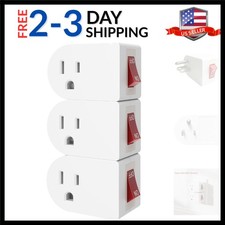3 Pack Grounded Outlet Wall Tap Adapter with On/Off Power Switch，Single Outle...