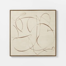 30"x30" Line Abstract Framed Canvas Wall Art - Threshold designed with Studio
