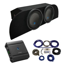 Fits 03-08 Nissan 350Z Coupe Strut Alpine S-W10D2 Dual 10" Sub Box & S-A60M Amp