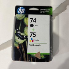 HP 74 Black  75 Tri-color Ink Cartridges Combo Pack CN068FN Factory Sealed