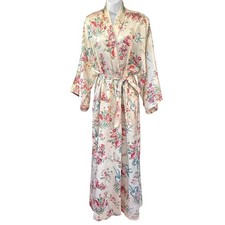 Vintage Natori Floral Satin Robe Grandmacore Cottagecore Romantic S3174G