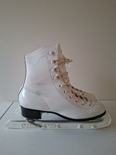 Player Ice Figure Skates Sz UK 6 25 White Made in Japan  Blade Guards Vintage