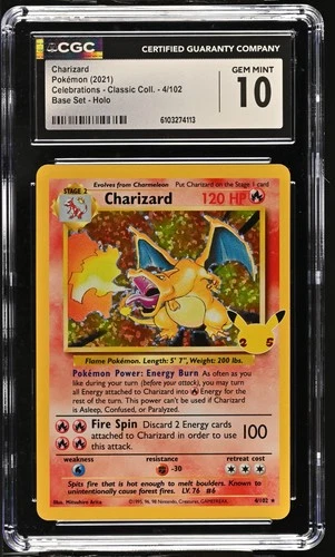 2021 Celebrations Classic Coll. Charizard Base Set Holo #4/102 GEM MINT CGC 10