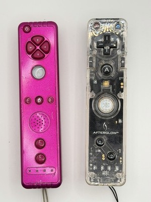 Black Clear Afterglow AW.1 & Pink Nintendo Wii Controllers Remotes Tested