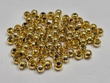 144 PCS GOLD PLATED ROUND STEEL METAL LOOSE SPACER BEADS 5mm