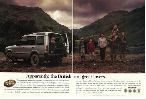 1996 Land Rover Discovery The British are Great Lovers Vintage Print Ad/Poster