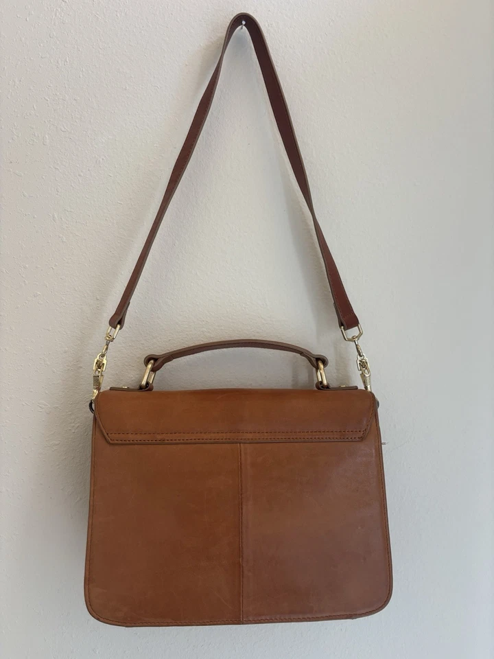 Bandolera de hombro de cuero para mujer J Crew. Alta Calidad Dorado Marrón Color Ezell Foto 4 de 4