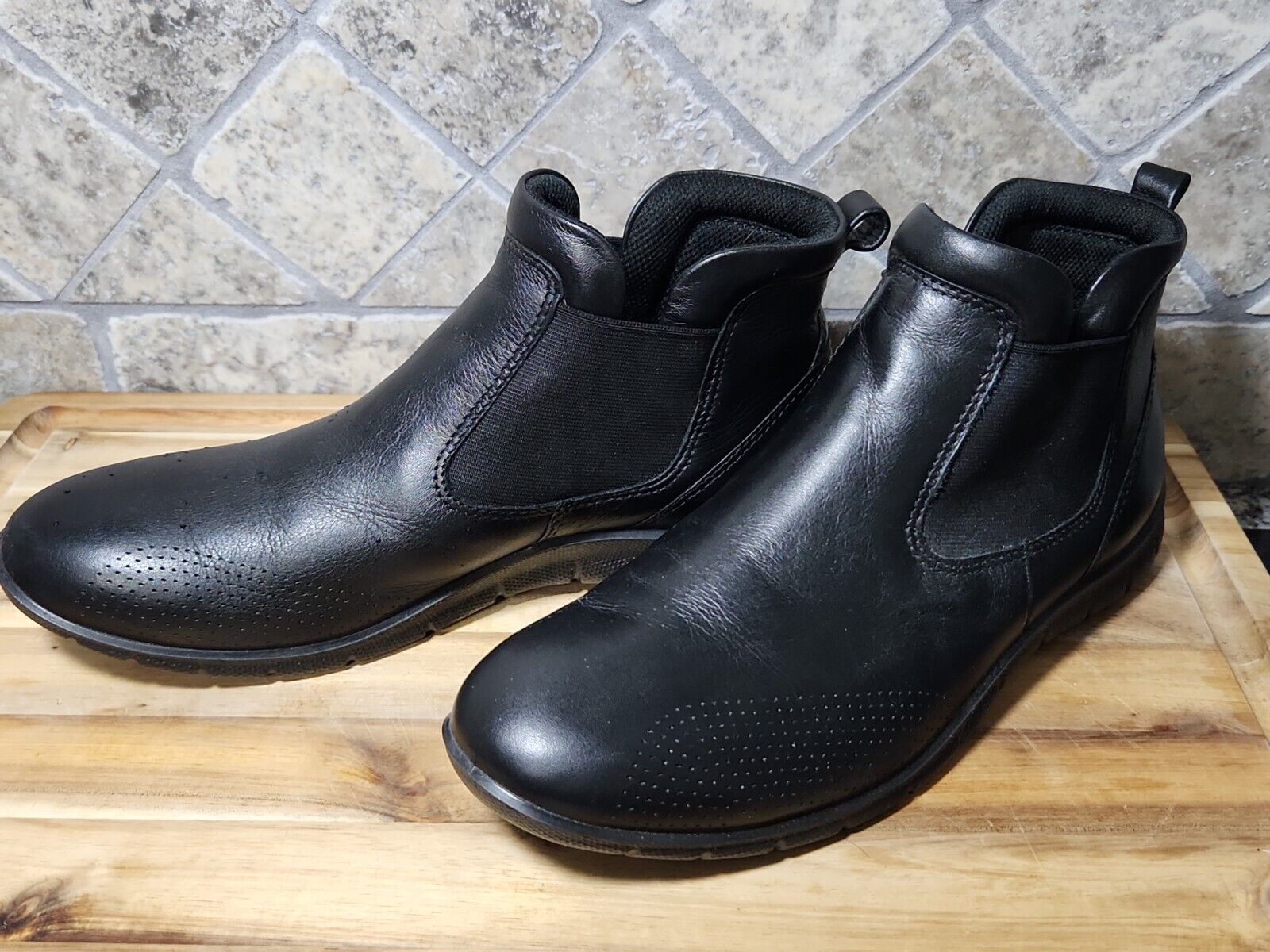 Ecco Boots In Embossed Leather And Elastic Fabric Size 38 | eBay