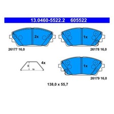 ATE 13.0460-5522.2 Bremsbeläge Bremsklötze Vorne für Mazda 3 Schrägheck