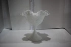 Vintage Milk Glass Fenton Silver Crest Spanish Lace Compote/Candy Dish