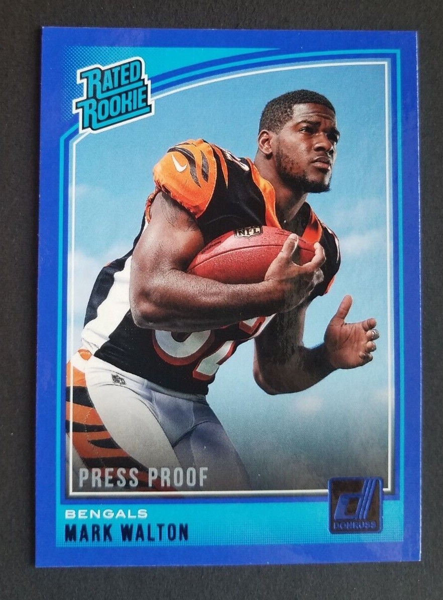Mark Walton ROOKIE Press Proof Blue Donruss #329 Rated RC 2018 Tornadoes Bengals