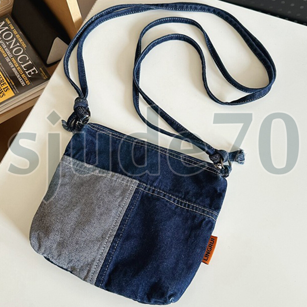 Women Small Denim Crossbody Bags Blue Jean Purse Shoulder