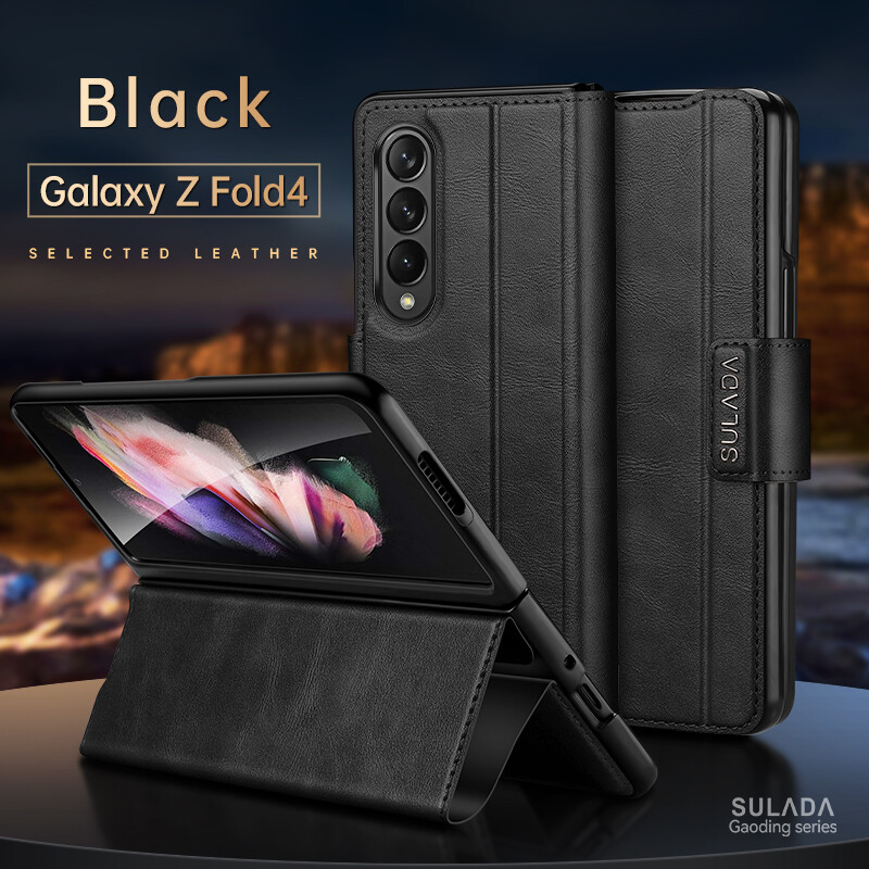 For Samsung Galaxy Z Fold 4, Luxury Retro Premium Flip Leather