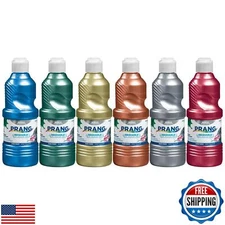 Prang Washable Tempera Paint, Assorted Metallic Colors, 16 Oz., 6 Count
