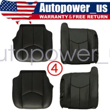 For 2003-2006 Chevy Silverado 1500 Front Bottom Top Leather Seat Cover Black