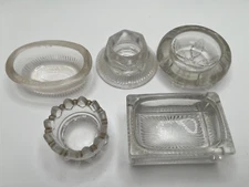 Vintage Mixed Lot of 5 Glass Open Salt Cellars/Dips Different Shapes & Sizes