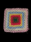 Vintage Granny Square Crocheted Cushion Cover Pillow Handmade Multicoloured