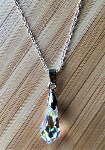 Collar de cristal de Swarovski lágrima cristal claro Aurora Boreal Colgante  Collar De Plata | eBay