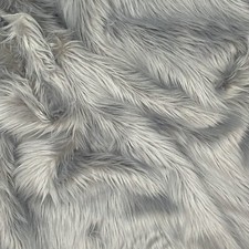 Silver Mohair Shaggy Faux Fur Fabric By The Yard  Long Pile  60" Wide