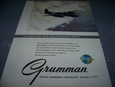 1945 GRUMMAN F7F TIGERCAT "LATEST JOLT FOR JAPS"...1-PAGE SALES AD..(531X)