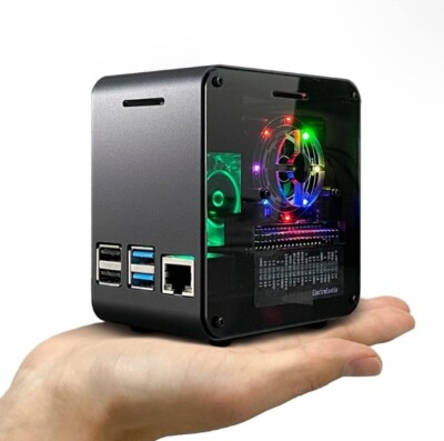 ElectroCookie Raspberry Pi 4 Case, Aluminum Mini Tower Case with Matte Black 