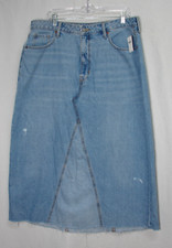 Old Navy Secret Smoothing Pockets Denim Blue Jean Maxi Skirt Raw Hem No Slit 16