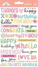 Stickers Puffy Doodlebug Words Thanks Miss You Hello Birthday Congrats Love Ya