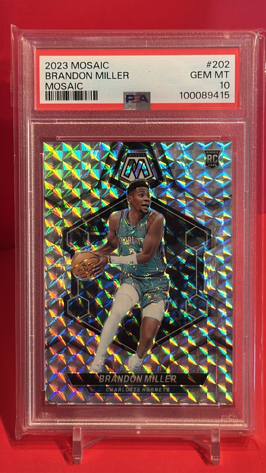 2023 Panini Mosaic Basketball Brandon Miller Mosaic Prizm (RC) #202 PSA 10