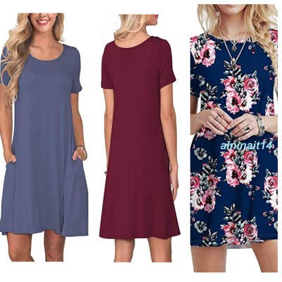 korsis women's summer casual t shirt dresses short sleeve swing dress with pockets