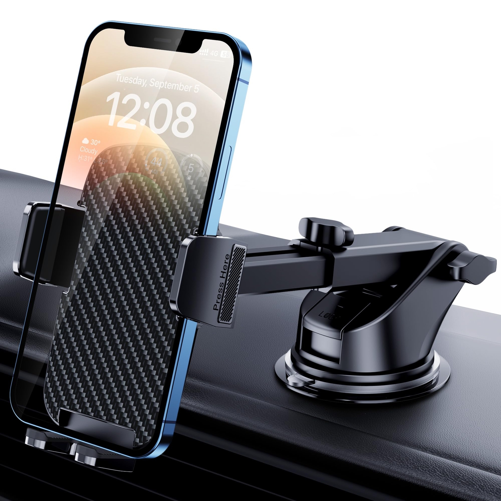 BIVGAZA 360° Suction Cup Car Phone Mount for Dashboard Windshield GPS Holder-image