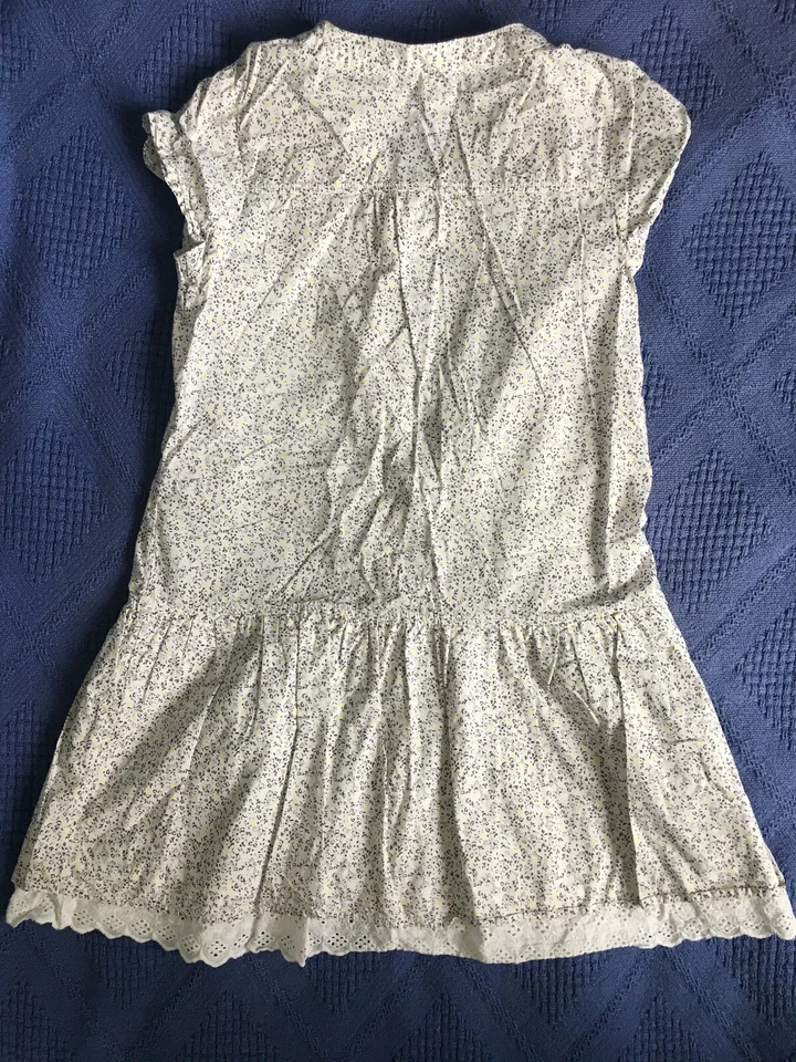 Robe KIABI/BILOOK 🦋 Blanc/Gris/Jaune dentelle boutons poche 🦋 Taille 14 ans - Photo 2/3