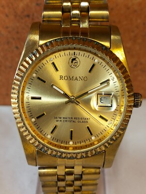 ROMANO QUARTZ GOLDEN DIAL MEN'S FULLY WORKING CONDITION ALL ORIGINAL  WATCH