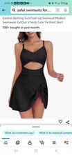 Zaful One-Piece Swimsuit XL,BLACK.tummy Control, Pushup, Cutout Top,tie knot Skt