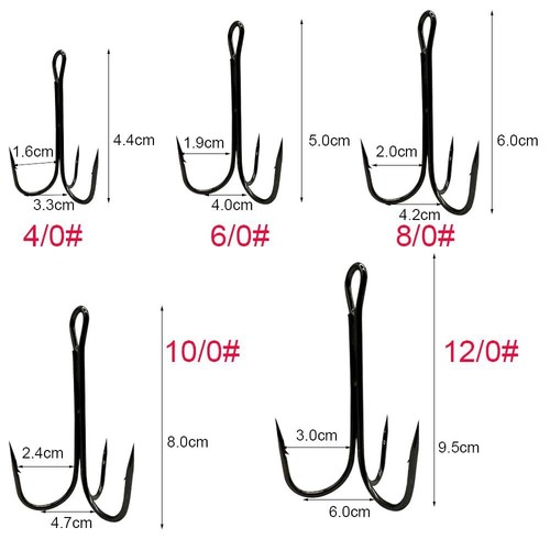5PCS 10PCS 20PCS Fishing Treble Hooks Large Size 4/0#-12/0# Strong Sharp Trip... - Picture 2 of 6