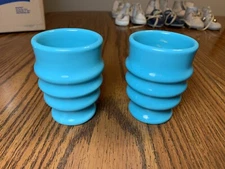 2 Vintage METLOX POPPYTRAIL Blue Turquoise Series 200 5oz Mug Tumbler No Handle