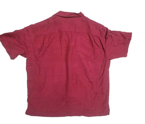 Havana Jacks Cafe 100% Silk Hawaiian Shirt XXL Red Button Up Shirt Sleeves - Picture 2 of 3