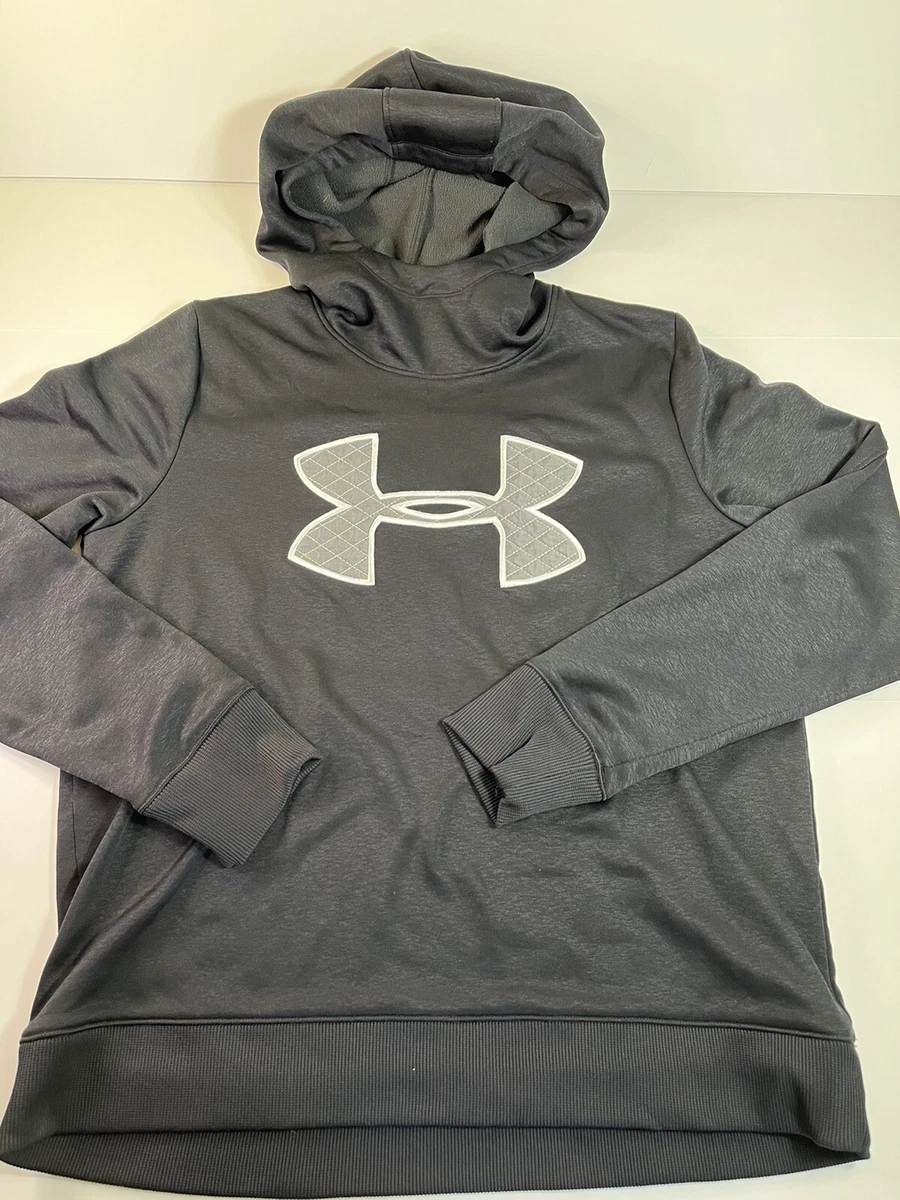Under Armour Cold Gear Womens SZ MED 40 c Black Hoodie Quilted Logo Fleece EUC
