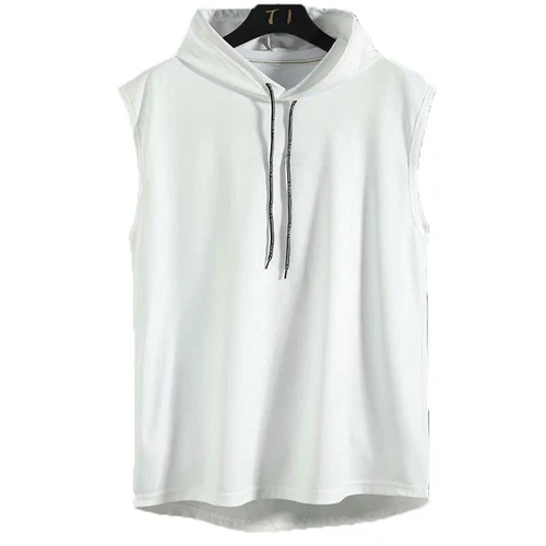Hot Men Sleeveless Hoodie Hooded Sweatshirt Tank Tops Gym Fitness Sport Vest - Picture 6 of 16