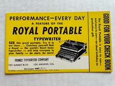 Vintage Royal Portable Typewriter Advertising Card / Blotter thumbnail