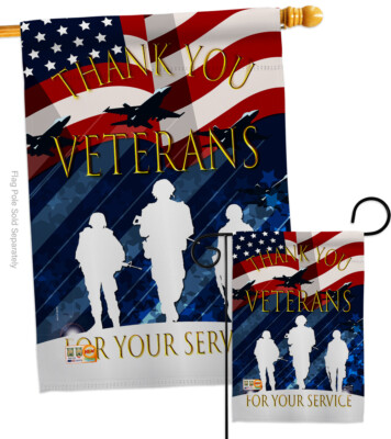 Gartenflagge „Thank You Veterans“ – USA-Flaggen-Design, 30x45 Cm, Aus Polyester