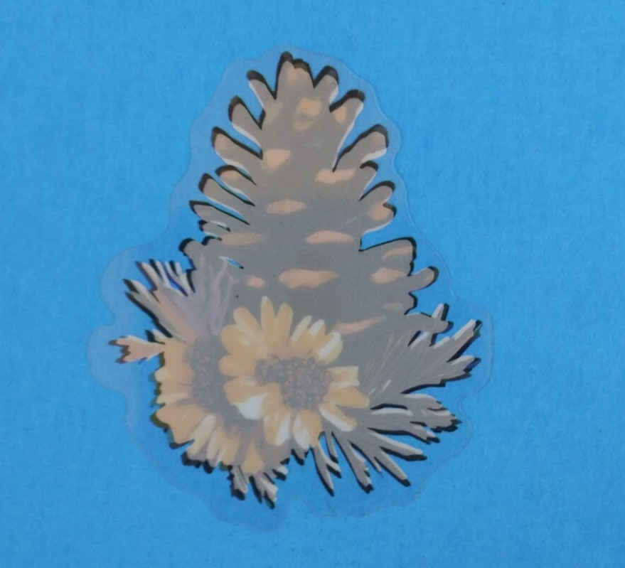Beautiful Floral Pinecone Transparent Sticker 2.25" x 1.75" (AU)