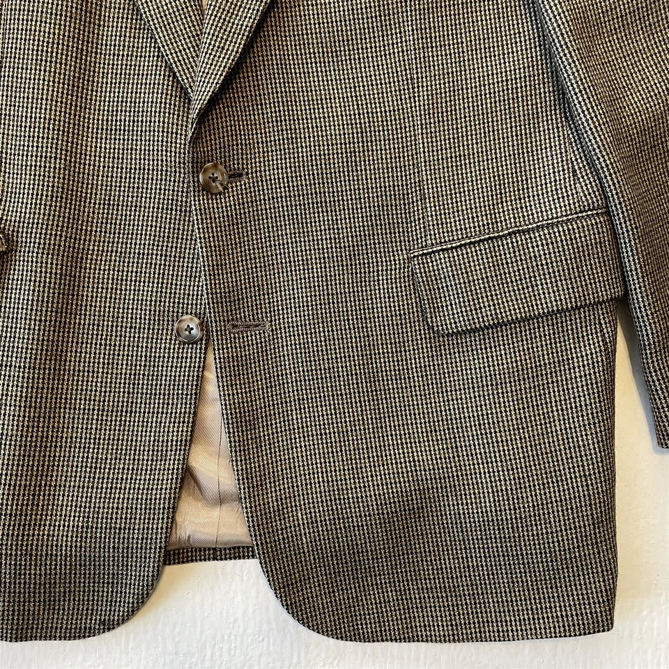 Vtg Oscar de la Renta 44L Brown Soft Blanketweave Tweed Blazer Jacket Sport Coat - Image 3 of 4