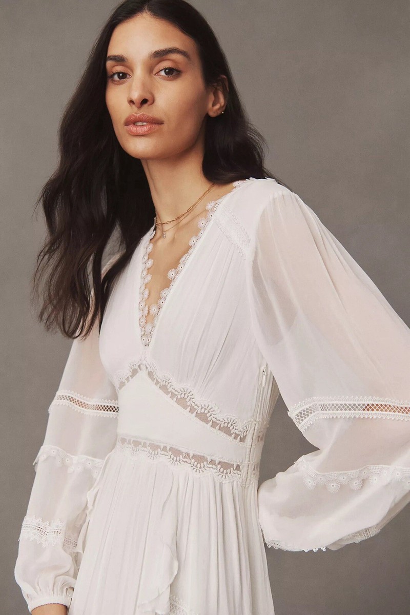 rococo sand mia long-sleeve ruffled maxi dress Anthropologie Rococo Sand Mia Long-Sleeve Ruffled Maxi Dress Size S $545