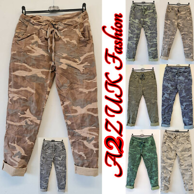 Damen magische Hose italienisch Lagenlook leichte Jogger Stretchshorts