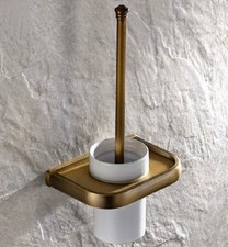 Bathroom Toilet Brushes Set Antique Brass Wall Mount Toilet Brush Holder Kba176