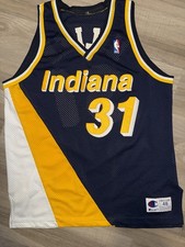 Authentic 1990-97 Vintage Indiana Pacers Reggie Miller Champion Flo-Jo Jersey 48