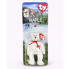 Ty Teenie Beanie Baby Maple the Bear McDonald's 1999 Sealed Canada Flag White