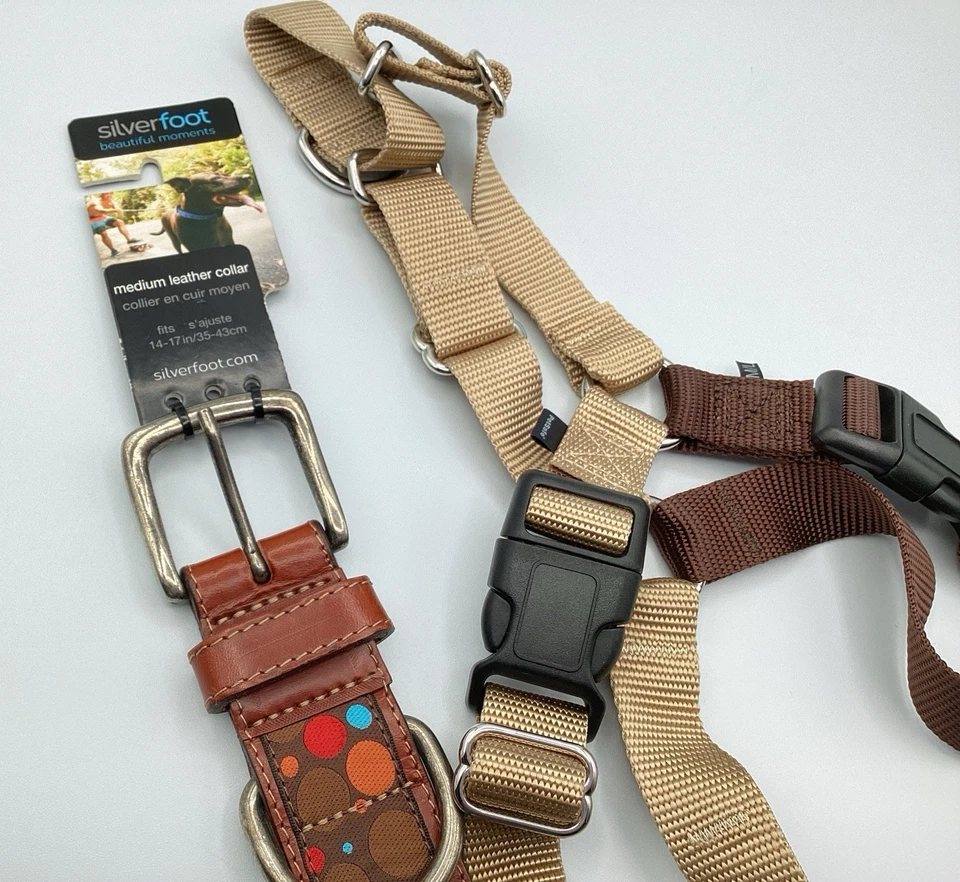 Lot/Bundle Silverfoot Medium Leather Dog Collar & Pet Safe Easy Walk Harness M/L - Image 4 of 4